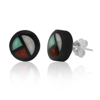 Load image into Gallery viewer, Unisex Kokosnuss Ohrstecker weiß grün rot Holz Perlmutt Muschel Silberohrringe 925er Silber
