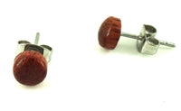 Load image into Gallery viewer, rund mahagoni Ohrstecker Unisex Rosenholz Holzohrstecker Edelstahl Schmuck Ohrringe

