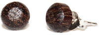 Load image into Gallery viewer, A pair of Ohrstecker braun Natur Struktur aus Kokosnuss Holz mit glänzender Oberfläche und 925er Silber, elegante Silberohrringe für Damen.
