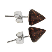 Load image into Gallery viewer, The Holzohrstecker Ohrstecker features 8 mm cone-shaped wooden studs with unique grain, set on 925er Sterlingsilber posts and butterfly backs.
