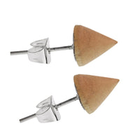 Load image into Gallery viewer, The Holzohrstecker Ohrstecker features 8 mm cone-shaped wooden tips with unique grain, set on 925er Sterlingsilber posts and backs.
