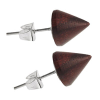 Load image into Gallery viewer, A pair of Holzohrstecker Ohrstecker aus Holz in Kegelform mit 8 mm Maserung, auf 925er Sterlingsilber-Steckern und Butterfly-Verschlüssen, präsentiert vor weißem Hintergrund.
