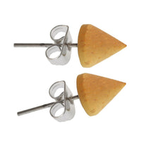 Load image into Gallery viewer, The Holzohrstecker Ohrstecker Holz Kegel 925er Sterlingsilber features 8 mm cone-shaped wooden studs with natural grain and posts made of 925 sterling silver for an elegant, organic look.
