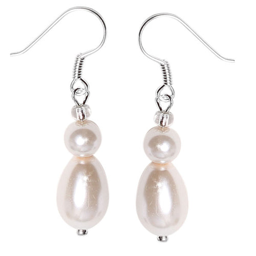 Perlenohrringe weiß Perle Tropfen Perl Shell 925er Silber Ohrringe Zuchtperle