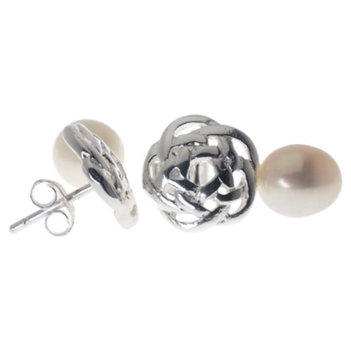 Kranz Perlenohrringe 925er Sterling Silber Zuchtperle (1A Naturqualität) Ohrstecker