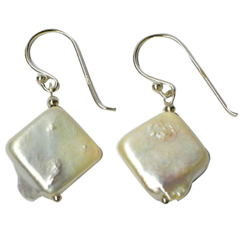 Perlen Ohrringe weiß schillernd Quadrat 925er Sterling Silber Perlenohrringe Perl Shell