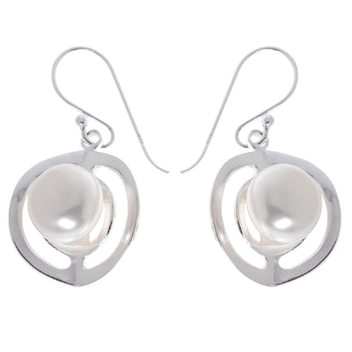 silberne Kreise Perlenohrringe Zuchtperle 925er Sterling Silber Perlen Ohrringe 18 mm