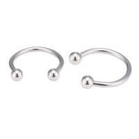 Load image into Gallery viewer, Piercing Hufeisen Circular Barbell Horseshoe Edelstahl silbern Kugeln
