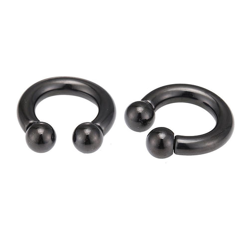 Piercing Hufeisen Circular Barbell Horseshoe Edelstahl schwarz Kugeln