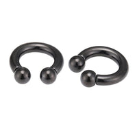 Load image into Gallery viewer, Piercing Hufeisen Circular Barbell Horseshoe Edelstahl schwarz Kugeln
