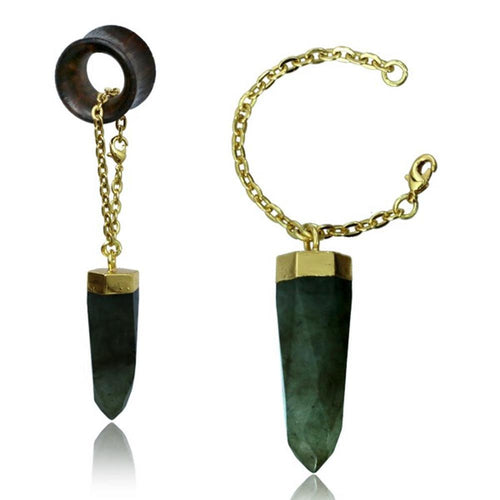 Charm Piercing Anhänger Ohrhänger für Flesh Tunnels gold Silber Messing Stein Karabiner