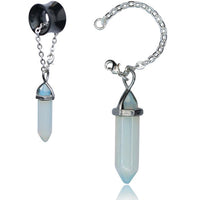 Load image into Gallery viewer, Charm Piercing Anhänger Ohrhänger für Flesh Tunnels gold Silber Messing Stein Karabiner
