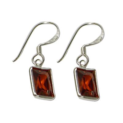 Silberohrringe Ohrhänger Zirkonia rechteckig rot facettiert 925 Silber Sterling
