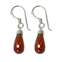 Load image into Gallery viewer, A pair of Tropfen Zirkonia Ohrringe in faceted purple, pink, red, and orange tones, crafted from 925 Sterling Silber and featuring delicate silver details.
