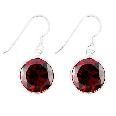 Zirkonia Silberohrhänger 12mmØ rot 925er Sterling Silber Ohrringe