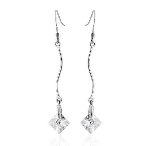Ohrhänger Ohrringe 925er Sterling Silber nickelfrei Damen Zirkonia weiß eckig