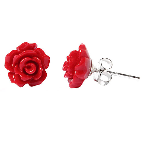 Ohrstecker rot Koralle Rose Perlen Sterling Silber Ohrringe Damen Schmuck