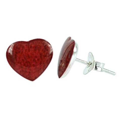 Silberohrstecker Herz rot 8 x 10 mm Ohrstecker Koralle 925er Sterling Silber Damen Form
