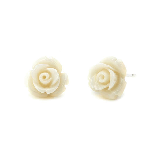 Ohrstecker weiß Koralle Rose Perlen Sterling Silber Ohrringe Damen Schmuck