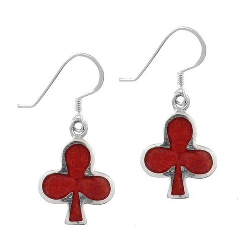 Korallenohrringe Kreuz Kartenspiel rot 15 mm 925er Sterling Silber Ohrringe Koralle