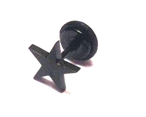 Fake Piercing Plug Ohrstecker Unisex Acryl schwarz Scheibe Gummiring Stern Schmuck
