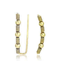 Load image into Gallery viewer, Brass Ohr Klemmen Manschetten Ohrklemme antik golden Messing Ear Climber Kugeln
