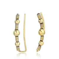 Load image into Gallery viewer, Brass Ohr Klemmen Manschetten Ohrklemme antik golden Messing Ear Climber Kugeln
