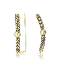 Load image into Gallery viewer, Brass Ohr Klemmen Manschetten Ohrklemme antik golden Messing Ear Climber Kugeln

