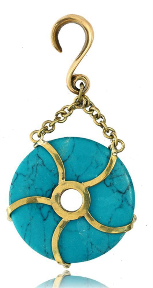 Stein Donut Ohr Hook Piercing Ohrgewicht Brass gold antik Türkis 2mm 4mm 6mm