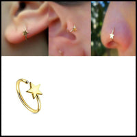 Load image into Gallery viewer, Ring Stern gold Daith Helix Nasen Lippen Ohr Piercing
