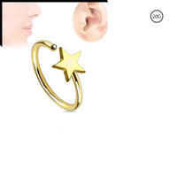 Load image into Gallery viewer, Ring Stern gold Daith Helix Nasen Lippen Ohr Piercing
