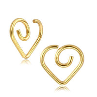 Load image into Gallery viewer, Spiral Herz Nostril Ohr Piercing Edelstahl Gold PVD
