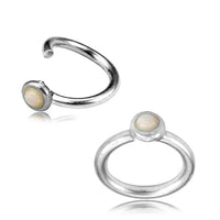 Load image into Gallery viewer, Piercing Ring 925 Silber Labret Tragus 1.2mm Opal weiß
