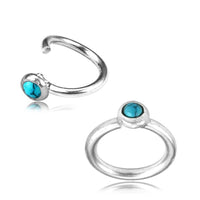 Load image into Gallery viewer, Piercing Ring 925 Silber Labret Tragus 1.2mm Türkis
