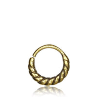 Load image into Gallery viewer, Septum Piercing Nasenring Messing Hippie 1 mm goldfarben antik Ohrring
