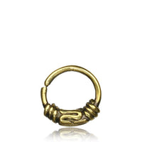 Load image into Gallery viewer, Septum Piercing Nasenring Messing Hippie 1 mm goldfarben antik Ohrring
