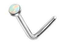 Load image into Gallery viewer, Nasen Stecker Piercing Pin Opal L-Form Chirurgenstahl
