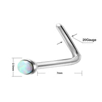 Load image into Gallery viewer, Nasen Stecker Piercing Pin Opal L-Form Chirurgenstahl
