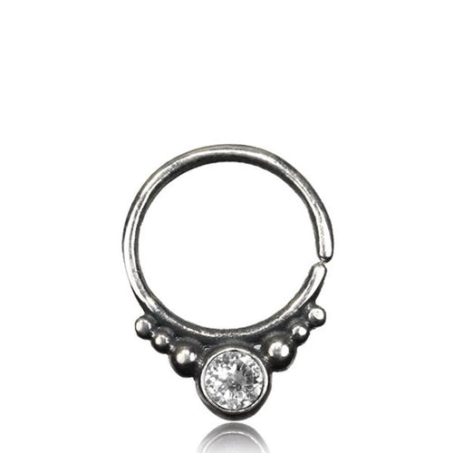Nasenring Septum Piercing 925 Sterling Silber 1 mm Stein rundes Design