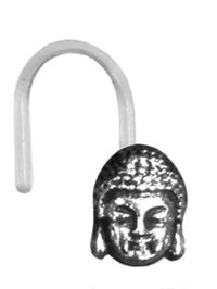 Load image into Gallery viewer, Nostril Piercing Silber Nasenstecker Screw Ende Bioflex 0,8 mm silbern Steine

