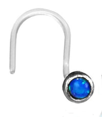 Load image into Gallery viewer, Nostril Piercing Silber Nasenstecker Screw Ende Bioflex 0,8 mm silbern Steine
