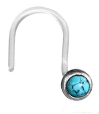 Load image into Gallery viewer, Nostril Piercing Silber Nasenstecker Screw Ende Bioflex 0,8 mm silbern Steine
