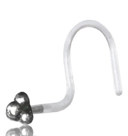 Nostril Piercing Silber Nasenstecker Screw Ende Bioflex 0,8 mm silbern Steine