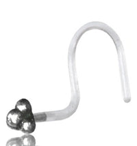Load image into Gallery viewer, Nostril Piercing Silber Nasenstecker Screw Ende Bioflex 0,8 mm silbern Steine
