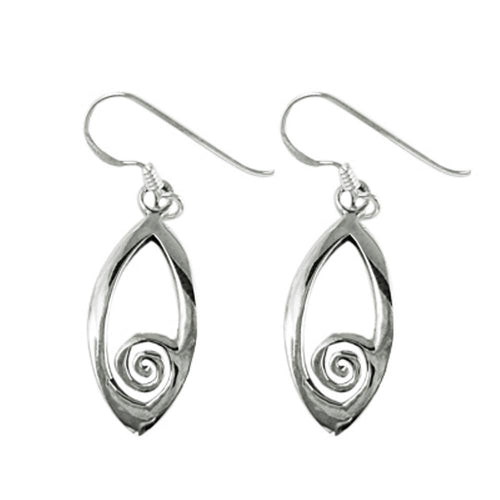 Silberohrringe Mandelform mit kleiner Spirale 925er Silber Ohrringe Ohrhänger Damen Schmuck