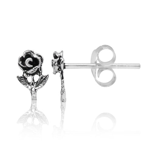Silberohrstecker Ohrstecker 925er Sterling Silber Unisex Schmuck Ohrringe Rose Blume