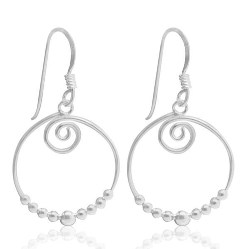 Silberohrringe 925er Silber Ohrringe Ohrhänger Damen Schmuck Spirale Kreis dünn Perlen