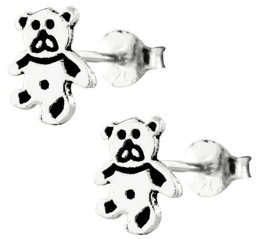 Silberohrstecker Ohrstecker 925er Sterling Silber Schmuck Ohrringe Teddy Bär schwarz oxidiert