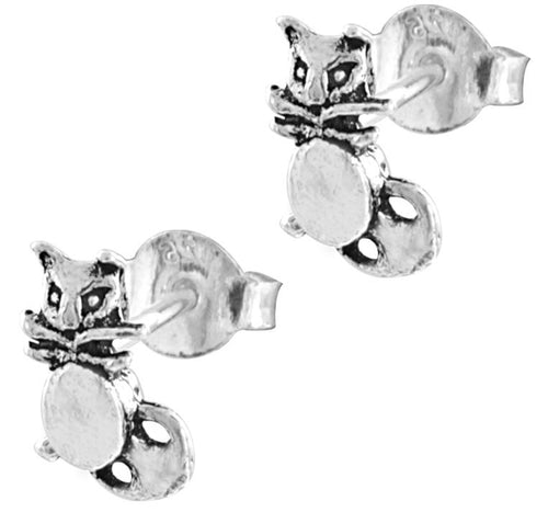 Silberohrstecker Ohrstecker 925er Sterling Silber Schmuck Katze aufrecht sitzend