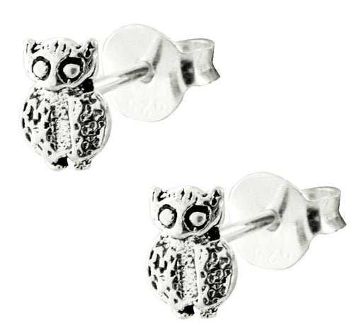 Silberohrstecker Ohrstecker Ohrringe Damen 925er Sterling Silber Schmuck Eule mit Einkerbungen
